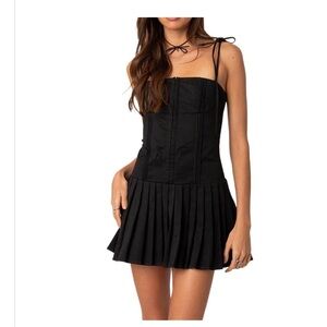 Black Pleated Mini Dress
